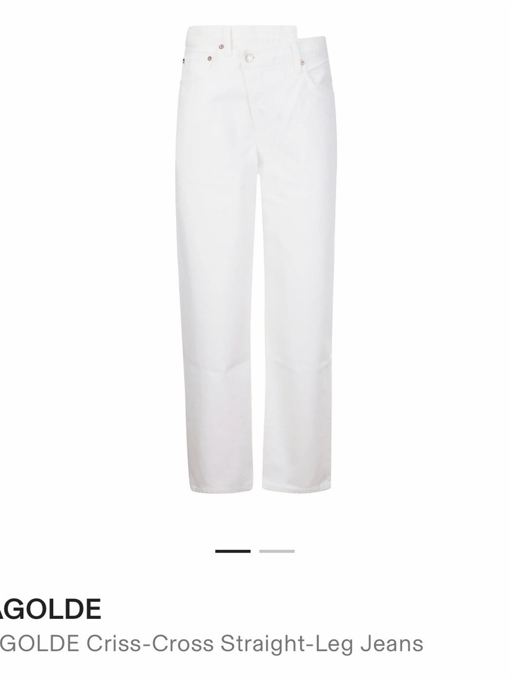 Agolde White Straight-Leg Crisscross Waist Jeans